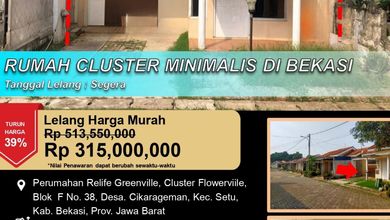 Rumah Minimalis di Area Setu, Bekasi, LT 91m², Harga 315 Juta