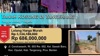 Tanah Prospektif di Area Ciputat, Tangerang Selatan, LT 357m²