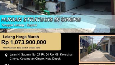Hunian Idaman di Cinere, Depok, 3 KT, Harga 1,07 Miliar