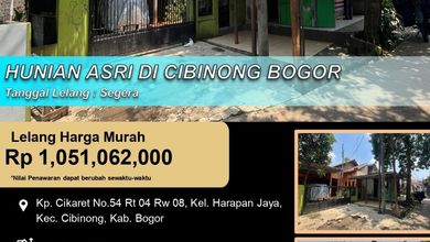 Hunian Favorit di Cibinong, Bogor, 3 KT, Harga 1,05 Miliar
