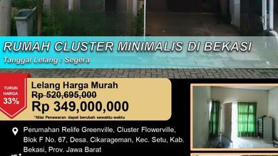 Hunian Nyaman di Area Setu, Jakarta Timur, LT 91m², Harga 349 Juta