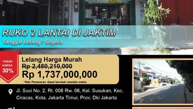 Ruko 2 Lantai di Lokasi Strategis Pusat Keramaian di Ciracas