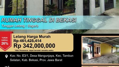 Promo Rumah Murah di Bekasi, Bekasi - Harga 342 Juta