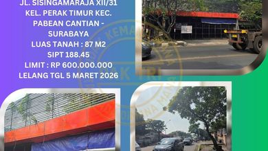 Jual Ruko Lelang Bank di Surabaya (Jl. Sisingamaraja - Perak Timur) : Lelang Kpknl
