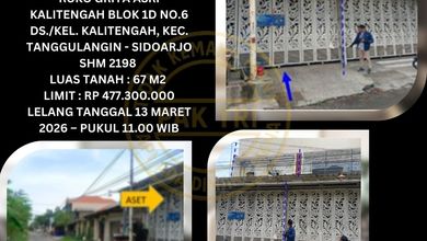 Jual Ruko Lelang Bank di Tanggulangin Sidoarjo (Ruko Griya Asri Kalitengah) - Lelang Kpknl