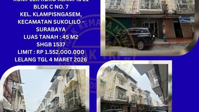 Jual Ruko Lelang Bank di Surabaya (Komplek Ruko Klampis 21) : Lelang Kpknl