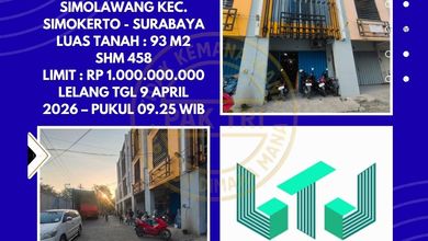 Dijual Ruko Via Lelang di Simokerto Surabaya (Kel. Simolawang) - Lelang Kpknl