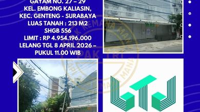 Dijual Ruko Via Lelang di Genteng Surabaya (Ruko Jalan Embong Gayam) - Lelang Kpknl