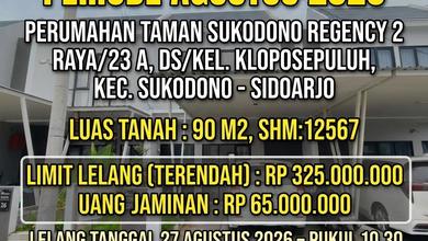 Dijual Rumah Terjangkau di Sukodono, Sidoarjo - LT 90m²