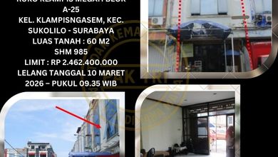 Jual Ruko Lelang Bank di Sukolilo Surabaya (Ruko Klampis Megah) - Lelang Kpknl