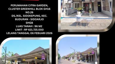 Rumah Siap Pakai di Kawasan Buduran, Sidoarjo, LT 96m²