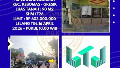 Dijual Ruko Via Lelang di Ds. Sidomoro, Kec. Kebomas - Gresik - Lelang Kpknl