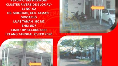 Dijual Rumah Nyaman di Taman, Sidoarjo - LT 90m²