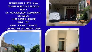 Properti Siap Pakai di Area Gedangan, Sidoarjo, LT 123m²