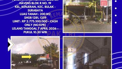 For Sale rumah Eksklusif di Kenjeran, Surabaya - LT 200m²