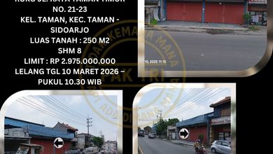 Jual Ruko Lelang Bank di Taman Sidoarjo (Jl. Raya Taman Timur) - Lelang Kpknl