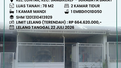 Jual Rumah Strategis di Sambikerep, Surabaya - LT 78m²