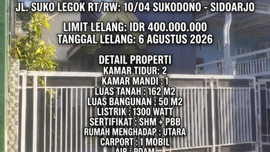 Jual Rumah Siap Huni di Sukodono, Sidoarjo, 2 KT, Penawaran Terbaik