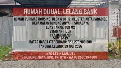 Dijual Rumah Strategis di Gununganyar, Surabaya - LT 109m²