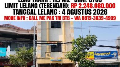Luas 119M2!! Dijual Ruko (3 Lantai) Via Lelang di Gubeng Surabaya (Ruko Jalan Dharmahusada)